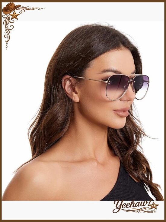 Accessories - Oversized Aviator Sunglasses UV400 Protection Lightweight Metal Frame